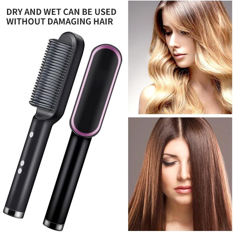 HQT-909  Hair Straightener Brush For Girls Comb Style / Hair Styling Hair Comb Brush Multi Color